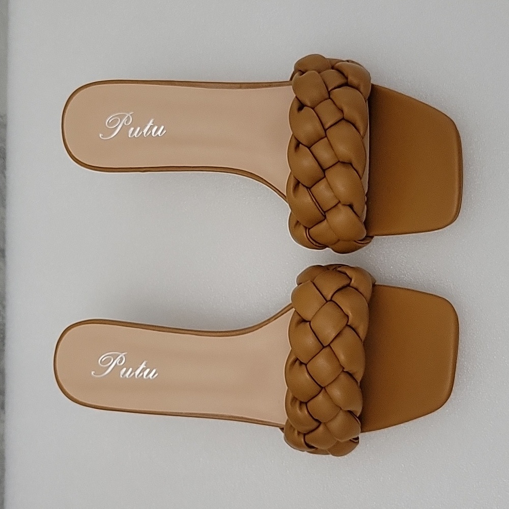 Women's slippers, fashion woven lightweight sandals, comfortable mid heel - Picture 2 of 10